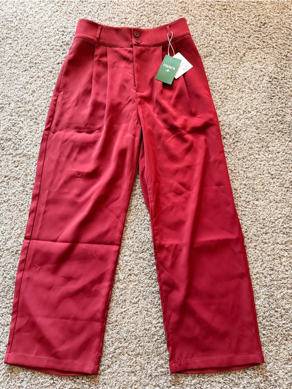 HALARA Women’s Wide Leg Trousers in Deep Red